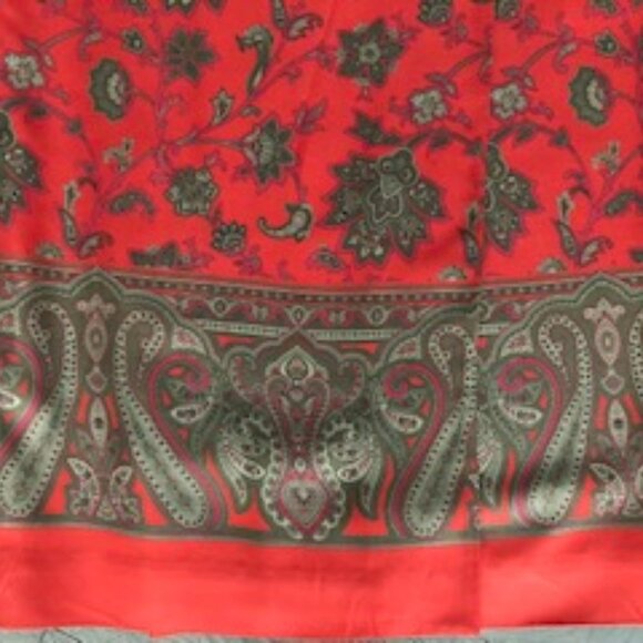 Jones NY Country Wrap Silk Skirt Red + grey Sz 6 - Picture 4 of 5